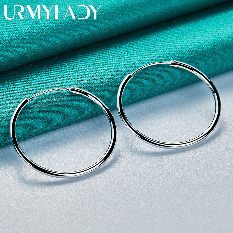 URMYLADY Bông tai bạc 925 mịn 50mm, phù hợp tiệc cưới và thời trang quyến rũ