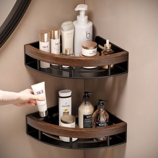 Đơn giản Hiện Đại Quả óc chó Kim Loại Phòng Tắm Góc Lỗ Tam Giác Kệ Sử Dụng Phòng Tắm Nhà Vệ Sinh Phòng Tắm Giá Để Đồ