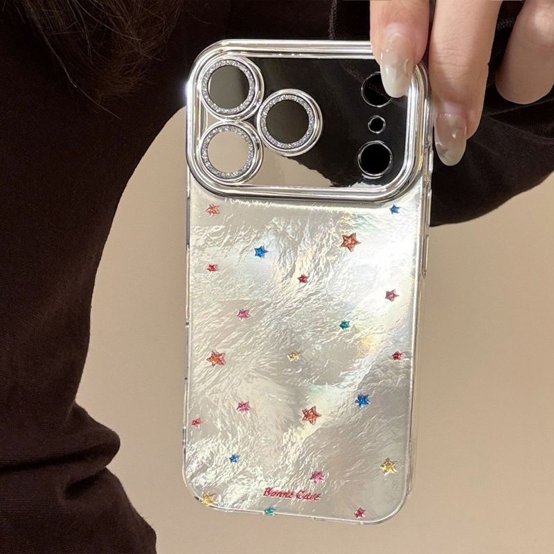 Ốp Điện Thoại Toàn Màn Hình Ngôi Sao Lấp Lánh Thích Hợp Cho Apple 17promax Ống Kính Phim iPhone16 Chống Sốc 13 Ánh Sáng Sang Trọng 15