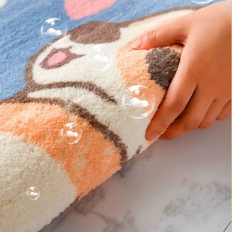 Thảm Lau Chân Nhà Tắm Hoạt Hình, Thảm Trải Sàn Cashmere Lông Cừu Mềm Mịn Siêu Thấm Hút Richouse