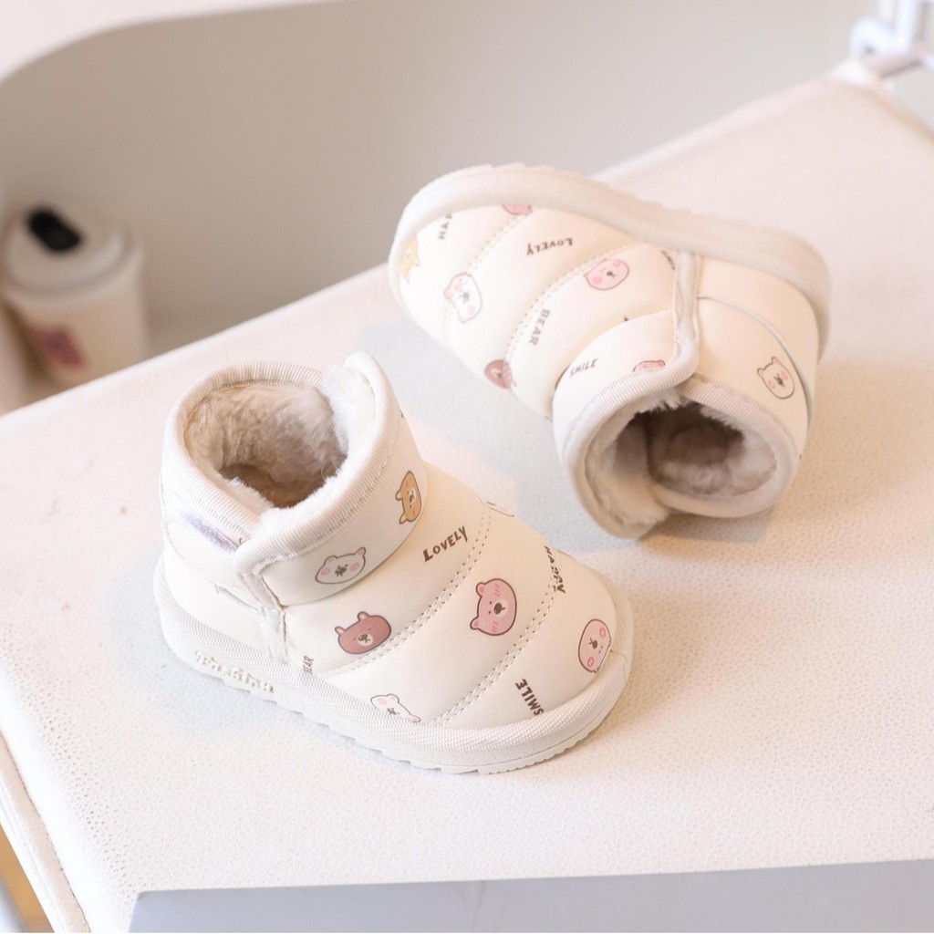 Trẻ Em Giày Bốt Tuyết Cho Bé Tập Đi Giày Hoạt Hình Bé Trai Ấm Áp Bé Gái Giày Cotton Dày Giày Bốt Tuyết 1P3M