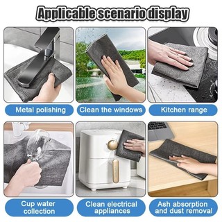 5 / 10 Chiếc Vải Lau Ma Thuật Có Thể Tái Sử Dụng - Khăn Lau Kính Microfiber - Khăn Lau Không Xơ Có Thể Giặt Được Cho Xe Bếp