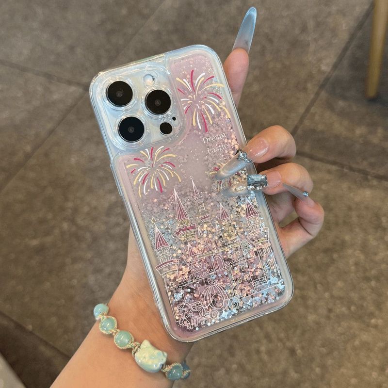 Giáng Sinh Giáng Sinh Năm Mới Không Khí Pháo Hoa Lâu Đài Thích Hợp Cho iPhone17pro Lấp Lánh Vỏ Điện Thoại iPhone16Promax / 15 / 14Plus / 13 / lsof