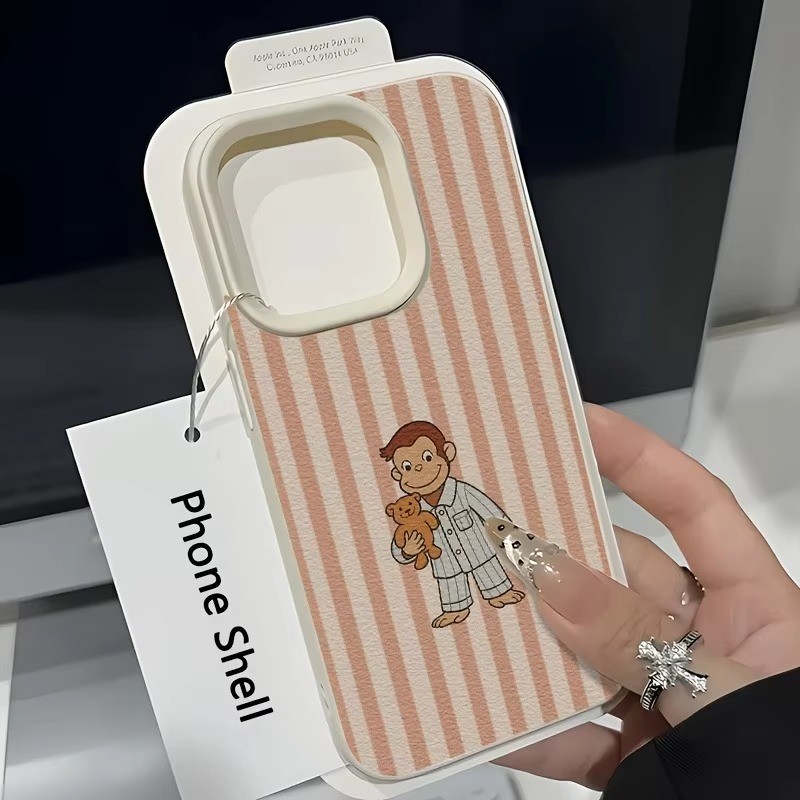 Dành Cho iPhone 11 16 15 Pro 17 Max 16e 14 11 12 13 15 Pro XR XS Max X 7 8 Plus SE2022 Sọc Màu Hồng Động Vật Dễ Thương Họa Tiết Lchee Silicon Trong Suốt