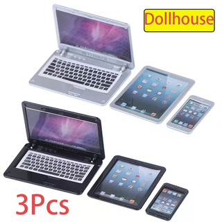 3 Cái / bộ 1: 6 Nhà Búp Bê Mô Phỏng Thu Nhỏ Laptop Điện Thoại Máy Tính Bảng Mô Hình Nhà Búp Bê Học Cảnh Trang Trí Đồ Chơi