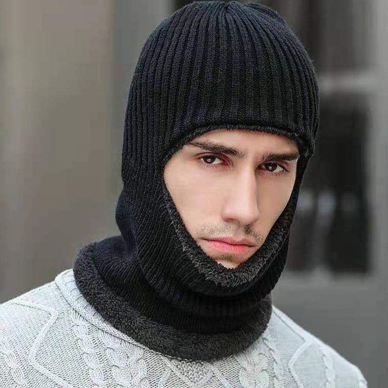 Mũ len trùm đầu ninja lót lông che kín cổ gáy ấm áp mùa đông thích hợp nam và nữ