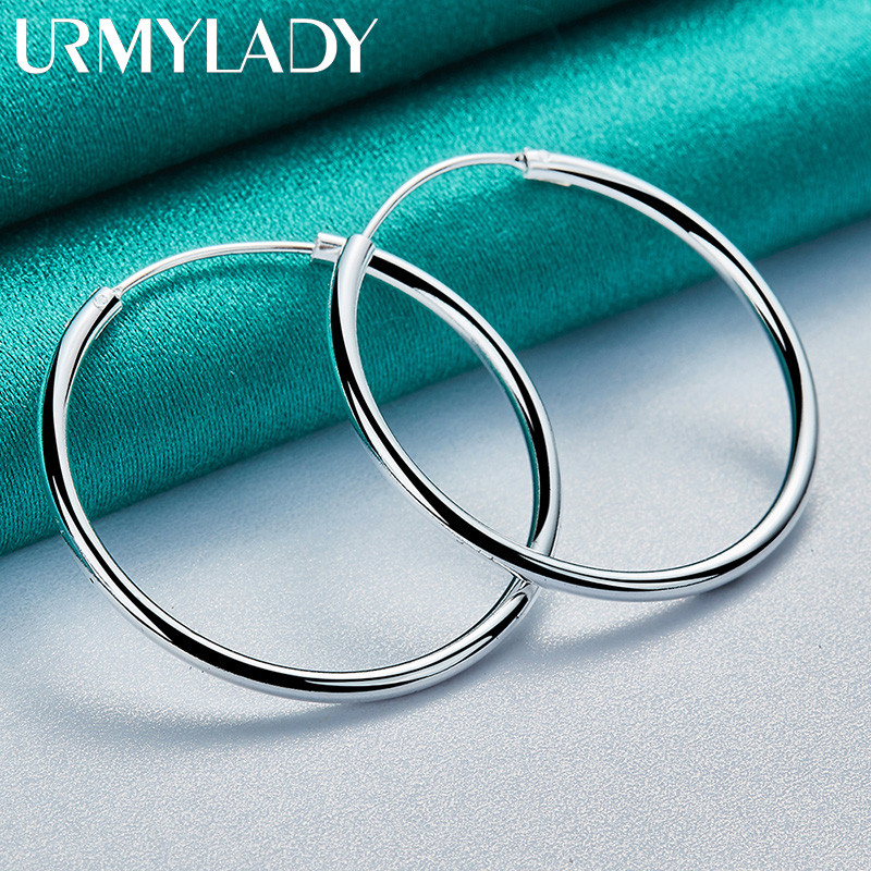 URMYLADY Bông tai bạc 925 mịn 50mm, phù hợp tiệc cưới và thời trang quyến rũ