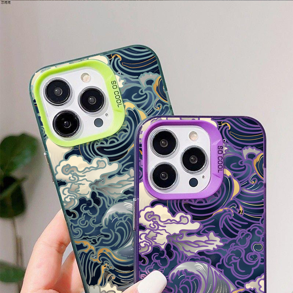 Dành Cho iPhone 17 Pro Max 16 Pro / 15 14 13 The Great Wave off Kanagawa Micro Frosted Ốp Điện Thoại iPhone 12 11 X Xr 7 8 SE Vỏ iPhone Chống Sốc