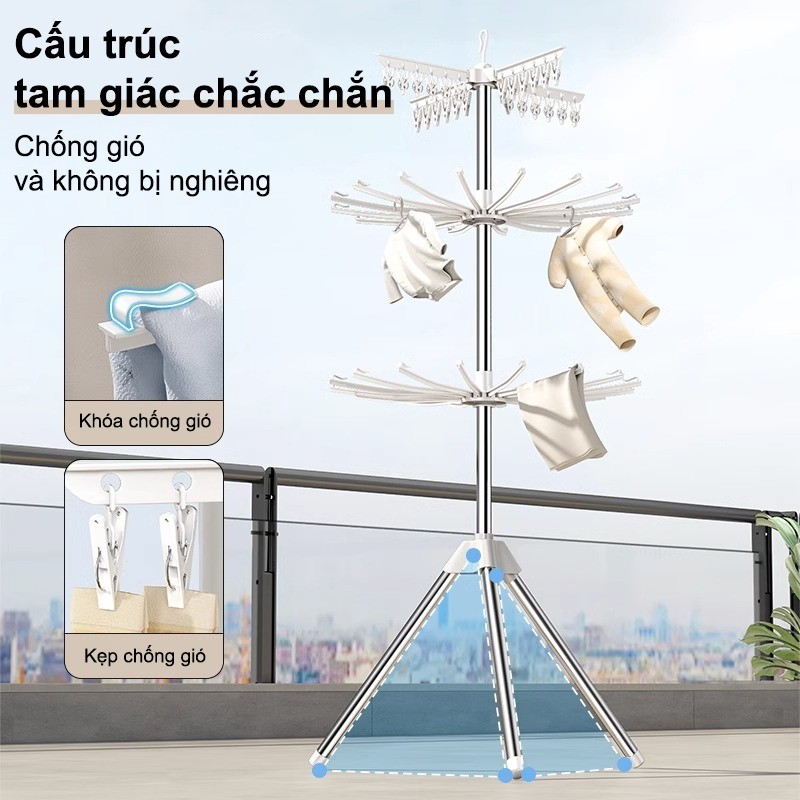 𝐎𝐥𝐢𝐟𝐞Cây Sào Phơi Quần Áo Cho Bé Giá Treo Quần Áo Inox 304 Cây Phơi Đồ Cho Bé
