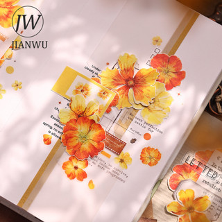 JIANWU 50mm * 6m Vintage Hoa Cam Phong Cảnh Chất Liệu Cắt Kéo Sổ Lưu Niệm PET Băng Sáng Tạo DIY Tạp Chí Văn Phòng Phẩm