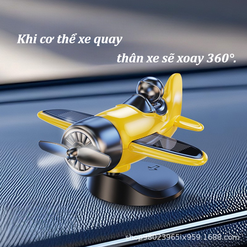 Máy Bay Năng Lượng Mặt Trời Trang Trí Taplo Ô Tô – Cánh Quạt Xoay 360° Phụ Kiện Nội Thất Đẹp Sang Trọng