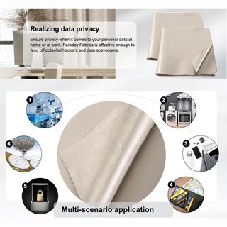 Vải Faraday HOBBYIN, Khối che chắn RFID bằng đồng Niken dẫn điện, Chất liệu Polyester Vải chống bức xạ WiFi / RF EMF EMI RF RFID Che chắn