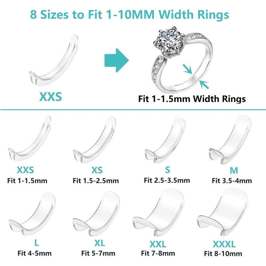 【24h】Bộ Điều Chỉnh Nhẫn Lỏng Lẻo - 8 Miếng Đệm Silicon Cao Cấp - Giải Pháp Hoàn Hảo Cho Trang Sức