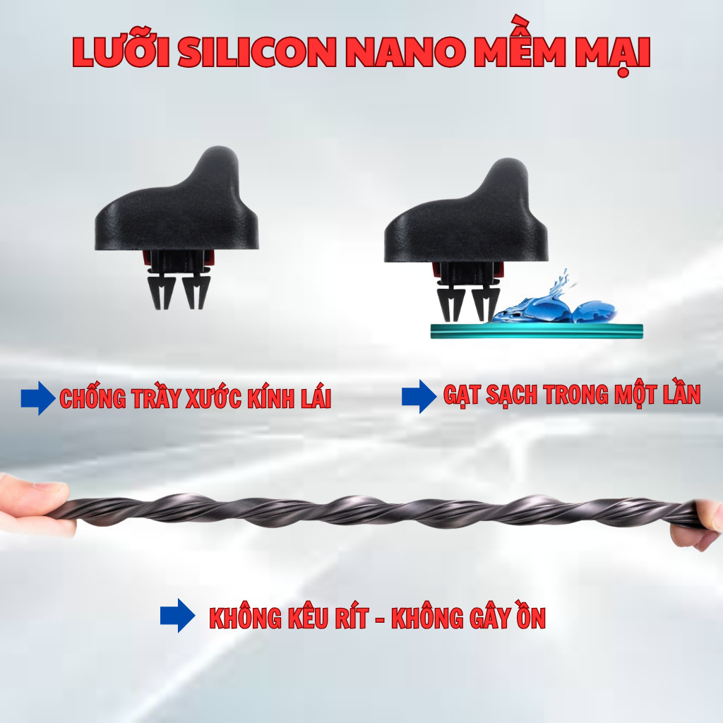 Gạt Mưa Ô Tô MITSUBISHI OUTLANDER, TRITON, XPANDER, ATTRAGE, PAJERO.. Silicon 4 Lưỡi Gạt Sạch Êm.4L