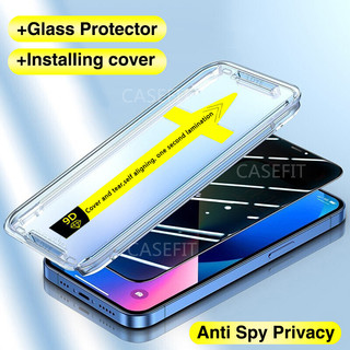 Dễ dàng cài đặt Hd / Bảo vệ màn hình kính cường lực riêng tư cho iPhone 11 12 13 14 15 16 17 Pro Max XS XR
