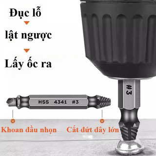 Bộ 6 Mũi Khoantháo,Tháo Gỡ Ốc Vít Bị Hỏng,Bị Hỏngdụng Cụ Phá Dỡdễ Dàng Lấy Ra,Bộ dụng cụ tháo bu lông sọc xoắn ốc