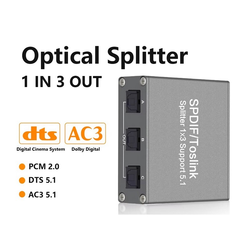 Bộ chia âm thanh kỹ thuật số SPDIF 1X3 Bộ chuyển đổi quang 3 chiều Toslink Suppoort LPCM 2.0 DTS -AC3 cho / TV / / Bộ khuếch đại