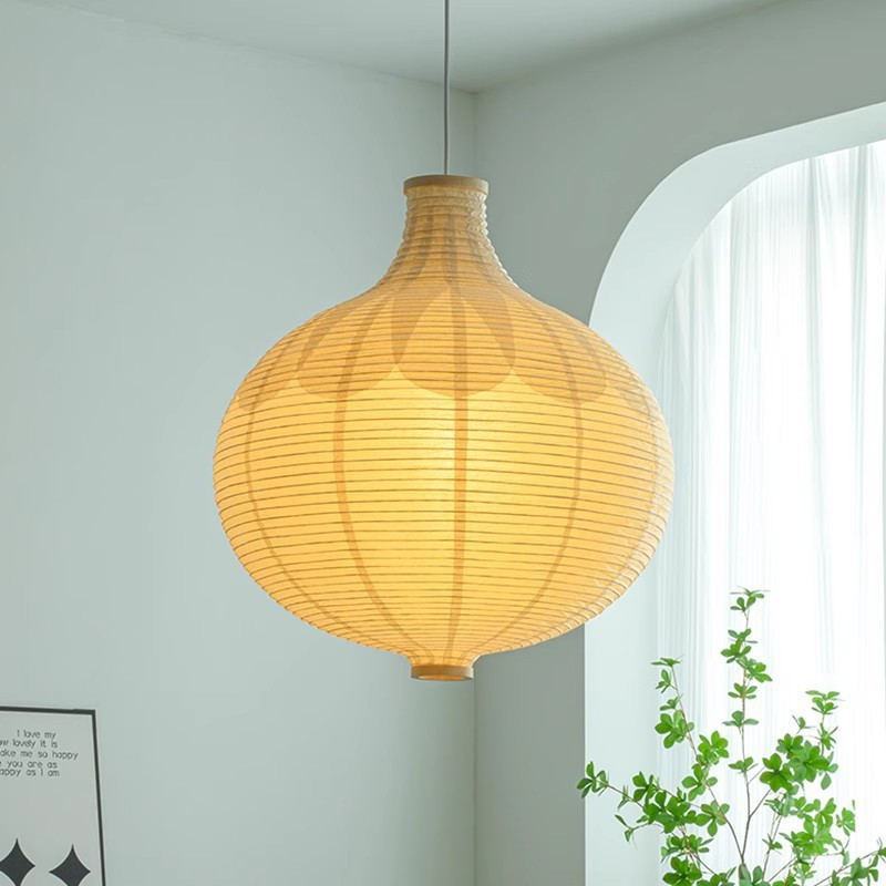 Đèn chùm đèn lồng giấy phong cách trung cổ, Đèn pha mặt dây chuyền hành tây Wabi-sabi Nhật Bản, Phòng ăn, Phòng khách, Trang trại Đèn thả trang trí thẩm mỹ