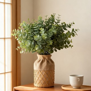 Cành Lá Khuynh Diệp Táo Giả 36cm Trang Trí Nhà Cửa Đạo Cụ Chụp Ảnh Decor Phòng Khách Đám Cưới Artificial Eucalyptus Leaves Plant Home Wedding Decoration Plastic Greenery Stems Autumn Purple Silk Flowers Bouquet 6pcs Office Table Modern Aesthetic DIY