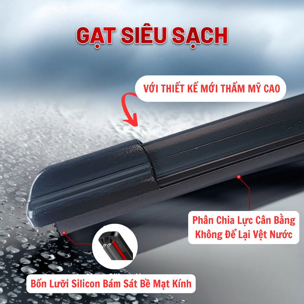 Gạt Mưa Ô Tô MITSUBISHI ATTRAGE, MIRAGE, TRITON, XPANDER, ATTRAGE, PAJERO.. Silicon 4 Lưỡi Gạt .4L