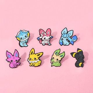 7 Cái / bộ Pokemon Eevee Kim Loại Huy Hiệu Pokemon Hợp Kim Thổ Cẩm Trang Trí Phụ Kiện Pin