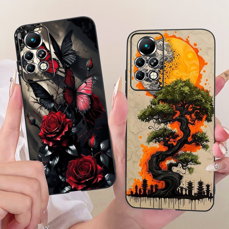 Infinix X698 Ốp Lưng Infinix Note 11S Vỏ Silicon Mèo Dễ Thương Thời Trang Bướm Ngộ nghĩnh Vỏ Mềm Sơn Thoáng Mát