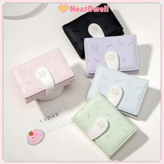 Ví in hình mèo con NEATDWELL, Túi ID bé gái PU Ví nhỏ dễ thương ngắn, Dây đeo khóa Hộp đựng thẻ sinh viên Ví đựng tiền xu Túi đựng tiền nữ
