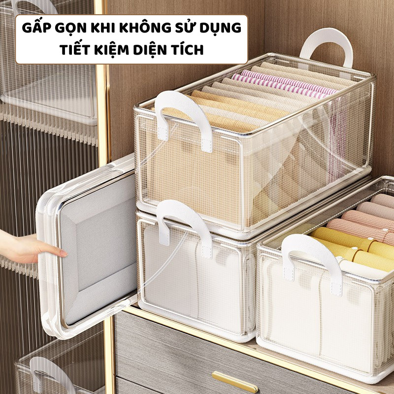 Hộp Đựng Quần Áo ENODA HOME Chất Liệu Vải PVC, Hộp Vải Có Khung Thép Lưu Trữ Quần Áo, Gấp Gọn, Có Quai Cầm HV049