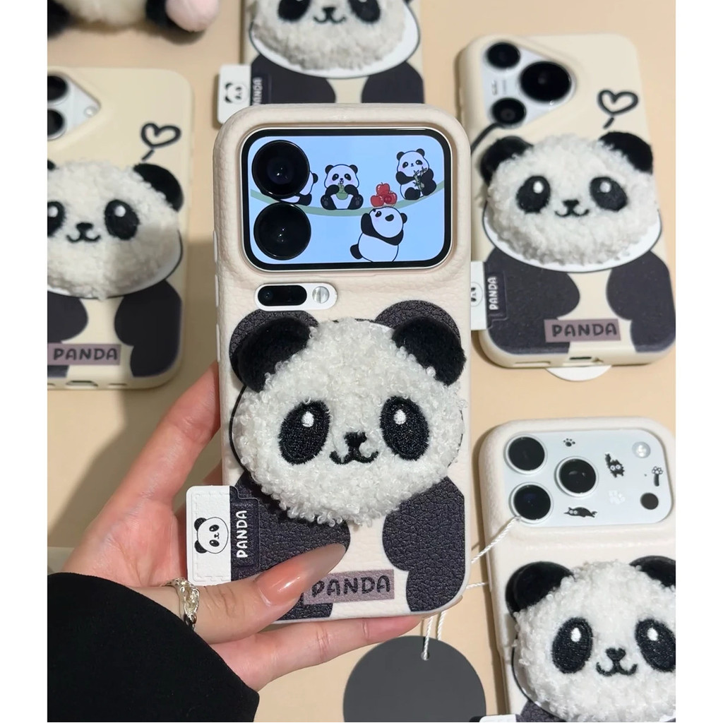 Búp bê gấu trúc sang trọng Apple 17promax / 16pro Chống sốc 15Pro Bao gồm tất cả 13PRO Vỏ điện thoại 14PRO Vỏ bảo vệ