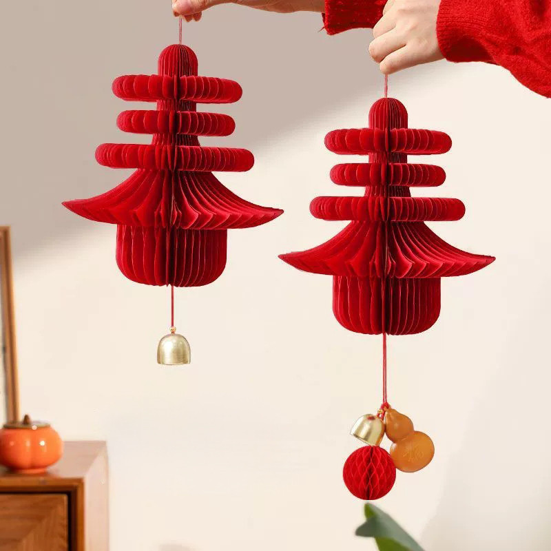 Lễ hội mùa xuân Đèn lồng tổ ong đỏ Chun Nhân vật Trang trí treo nhà cửa