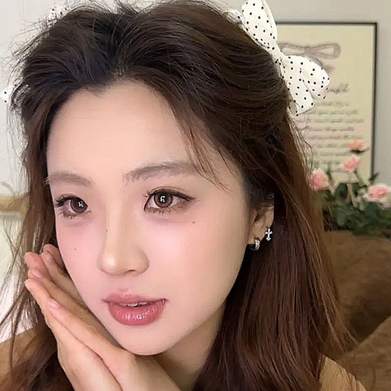 Đen trắng chấm bi kẹp tóc nơ ngược tinh tế cho tóc gãy