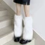 WEETW Gothic Boots Cover, Y2K Lông Thú Giả Lông Chân Ấm Áp, Thời Trang Ngọt Ngào Màu Trơn 40cm Đầu Gối Cao Bé Gái Tất Cosplay Sử Dụng