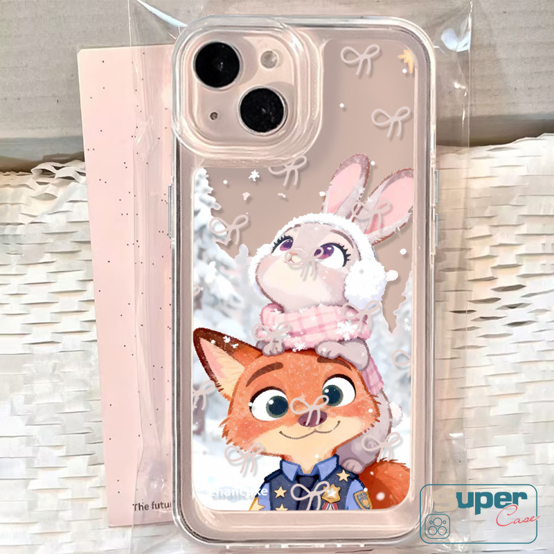 Ốp Lưng Tương Thích Cho IPhone 15 11 16 17 13 14 12 Pro Max 16 13 17 12 14 15 Pro 7Plus 8 16 17 15 7 14 Plus XR X XS Max Air SE 2020 Cặp Đôi Mùa Đông Thỏ Cáo Dễ Thương Vỏ tuyết Zootopia