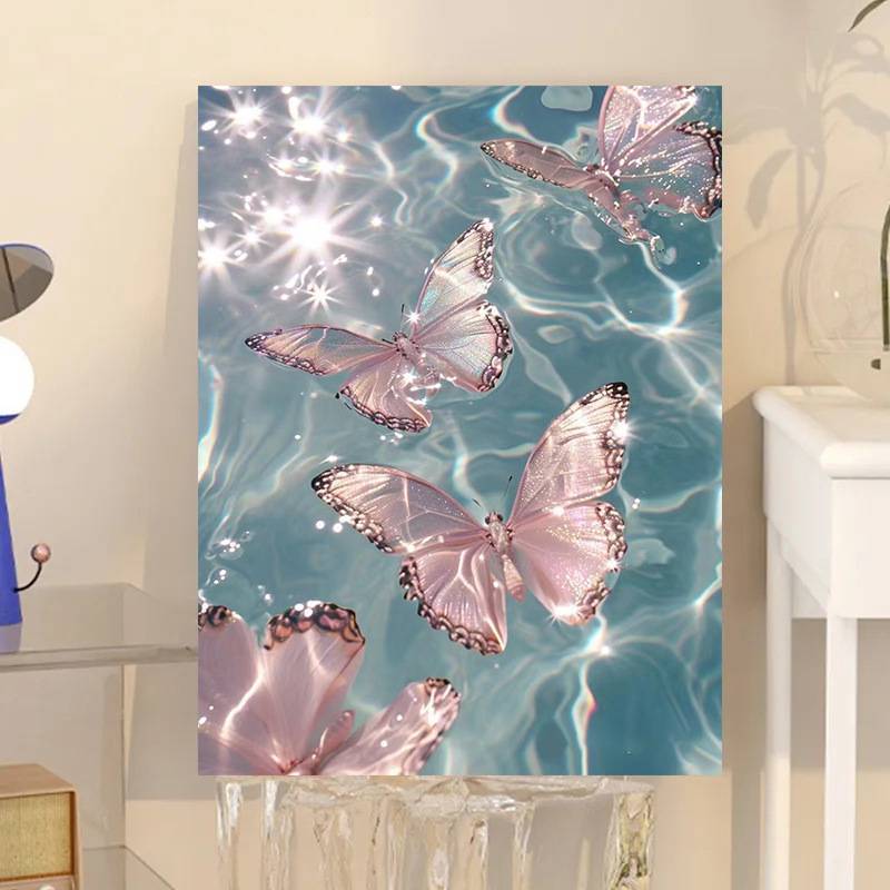 Phong cách mơ mộng phòng khách và phòng ngủ nền tường bướm trang trí tranh canvas, tranh canvas trang trí nhà cửa