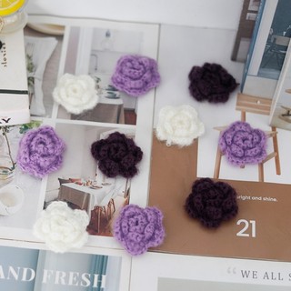 Hoa len handmade mini crochet rose thủ công phụ kiện kẹp tóc trang trí áo DIY 10 bông nhiều màu sắc móc sẵn quà tặng sợi cotton tinh tế nhỏ nhắn đính túi xách làm scrapbooking mỹ thuật chất lượng cao đẹp xinh xắn dệt kim 3d đa năng
