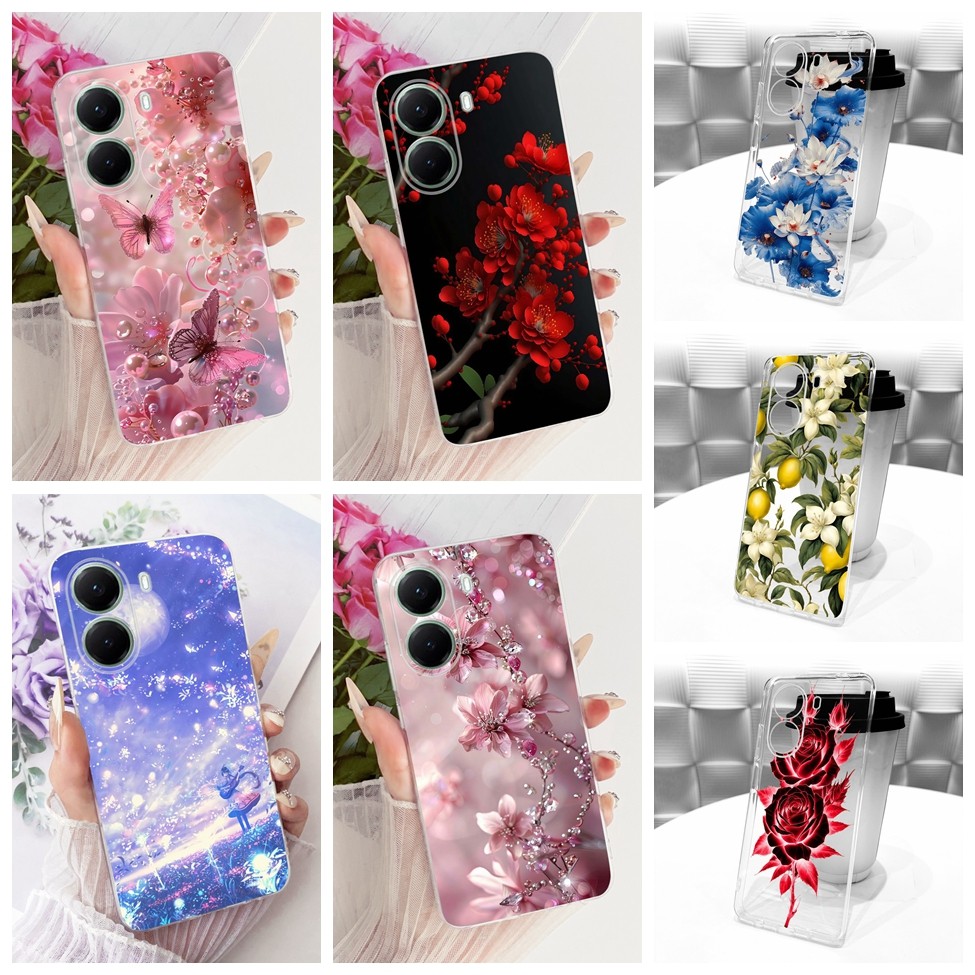 Vỏ Trong Suốt Cho Poco X7 Pro Ốp Lưng Mèo Dễ Thương Thời Trang Bướm Ngộ nghĩnh 2D Vỏ Sơn 2412DPC0AI 2412DPC0AG