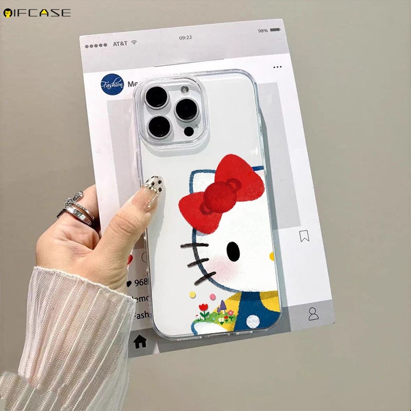 Dành Cho Xiaomi 17 Pro Max 15T 15 14T 14 13T 13 12 12X 12S Mi 11 11X 11i Pro Ultra Lite 5G 4G Vỏ Điện Thoại Dễ Thương Sơn Hello Kitty Mèo Nơ Hoa Hoạt Hình Vỏ Trắng Đơn Giản