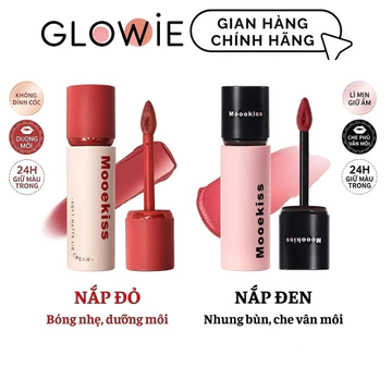 Son Kem Bùn Mooekiss Soft Matte Lip Cream Velvet Nắp Đỏ, Velvet Lip Mud Nắp Đen Chất Son Nhung Bùn Lì