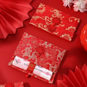 Vải Mềm Thêu Phong Bì Màu Đỏ CNY Cưới Phước Lành Quà Tặng Tiền