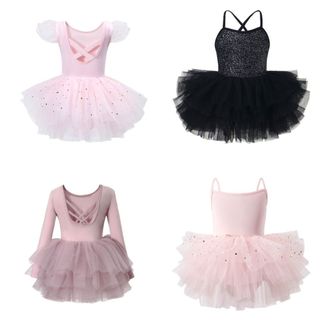 METALWRK Bé Gái Ballet TuTu Đầm, Váy Ba Lê Dài Tay Đính Kim Sa Lấp Lánh Trẻ Em, Đầm Hoàng Tử Chuyên Nghiệp Trang Phục Khiêu Vũ Vũ Mềm Đầm Cổ Tích Tập Gymnastic