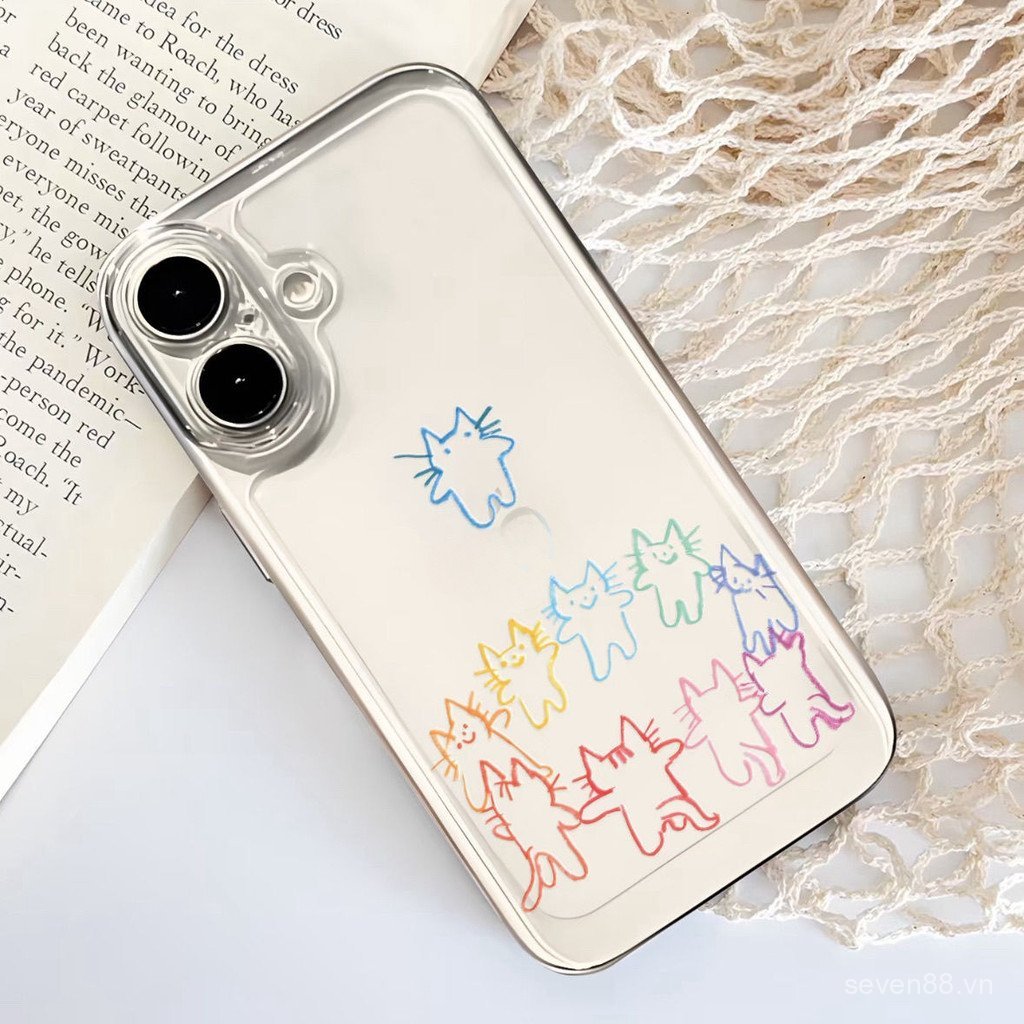 Ốp Điện Thoại Thích Hợp Cho iPhone X XS XR XSMAX 11 12 13 14 15 16 17 Pro max Plus Tay Cầm Không Khí Mèo Chống Sốc Vỏ Bảo Vệ Chống Sốc Bao Gồm Tất Cả CJQB