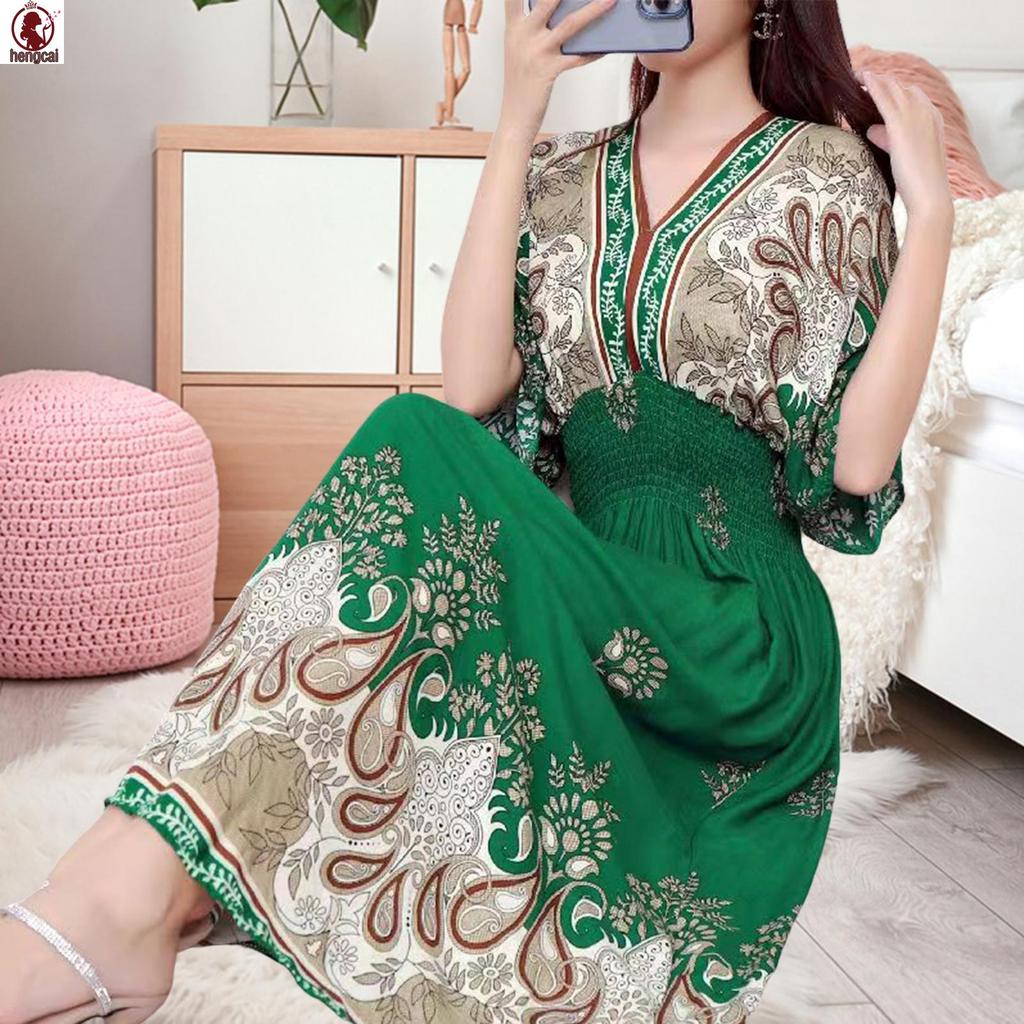 Váy Tay Ngắn Họa Tiết Boho, Thích Hợp Làm Quà Tặng Cho Mẹ Hoặc Người Yêu Trong Mùa Hè