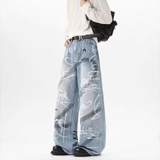 Quần jean unisex vẽ tay graffiti phong cách đường phố cao cấp
