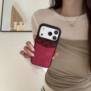 Thời Trang Hàn Quốc Ghép Màu Vải Denim Khe Cắm Thẻ Túi Ốp Lưng Điện Thoại Cho iPhone 17Promax 17Pro 14 15 16 Pro Max 13 Chống Sốc Nam Nữ Vỏ Điện Thoại Di Động
