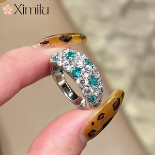 Nhẫn Kim Cương Nữ với đá Corundum Đỏ và Xanh, Phong Cách Sang Trọng cho Tiệc Cao Cấp