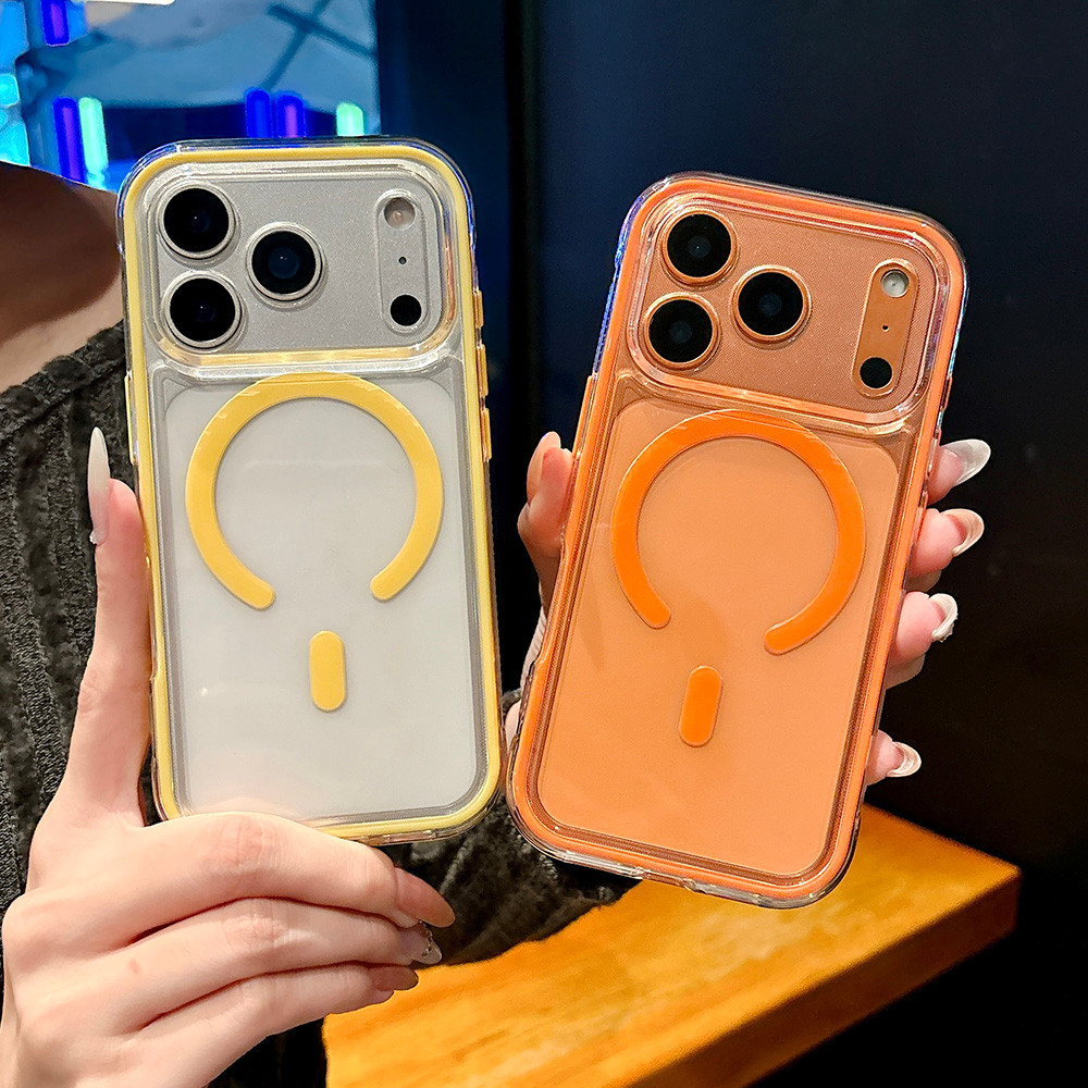 Ốp Điện Thoại Acrylic Từ Tính Cho iPhone 17 Pro Max 17 Air 16 Plus 15 14 13 12 11 Chống Trượt Cạnh Chống Sốc Bảo Vệ Vỏ