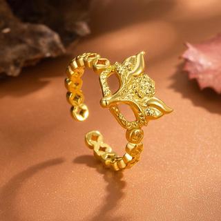 Nhẫn Hồ Ly Đồng Tiền Có Thể Điều Chỉnh Mạ Vàng Tinh Tế Phong Cách Sang Nhẹ Dễ Phối Phù Hợp Nhiều Dáng Tay Thiết Kế Tinh