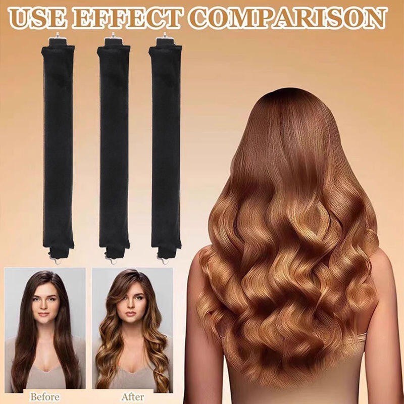 Bộ 3 Dụng Cụ Uốn Tóc Không Nhiệt,Chất Liệu Vải Xốp Mềm Mại Dễ Chịu Đơn Giản Sử Dụng,Dành Cho Tóc Xoăn Khi Ngủ