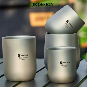 Cốc trà cà phê JKDESIGN titan hai lớp nhẹ, phù hợp cắm trại và đi bộ đường dài