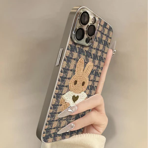 Ốp lưng iPhone Áo len gương họa tiết thỏ Cho iPhone 16 Promax 15 11 12 13 14plus xr xsmax 16plus